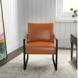 كرسي مفرد جلد سوليت - بني