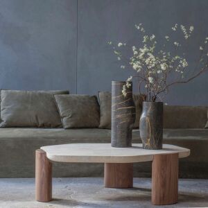 طاولة قهوة رخام ترافنتينو فينيسا - بيج وبني