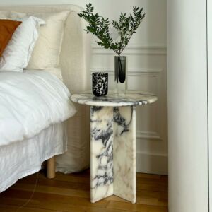 طاولة جانبية كوستال رخام - ابيض واسود