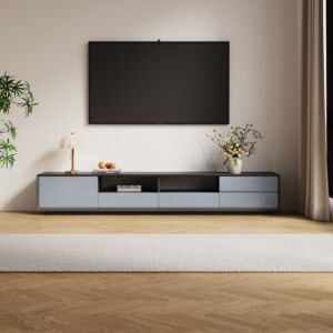 طاولة تلفزيون سبارك - رمادي واسود