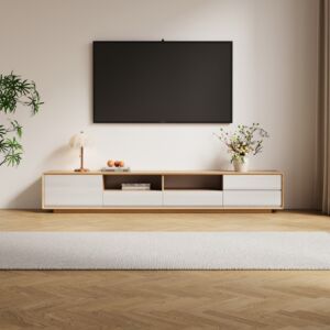 طاولة تلفزيون سبارك - ابيض وبيج