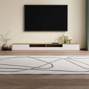 طاولة تلفزيون سلايدي - ابيض وبيج