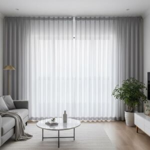 ستائر ويفي خط واحد شيفون - 350x300 سم - رمادي