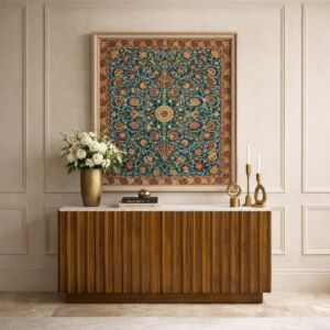 طاولة بوفيه راسيل - بني وابيض