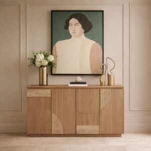 بوفيه خشب طبيعي فانتوم - بني فاتح وبيج