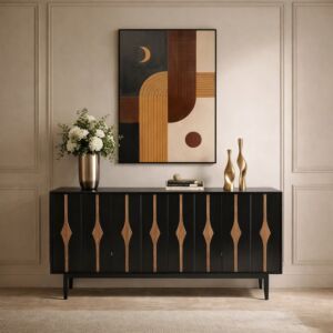 طاولة بوفيه تشارل - اسود وبيج