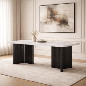 طاولة طعام 8 اشخاص - من مجموعة رافيل - اسود وابيض