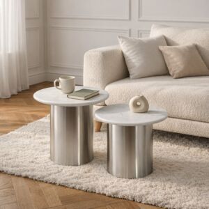 طقم طاولتين جانبية روفا - سطح رخام طبيعي