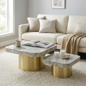 طاولة قهوة مارسيل - سطح رخام طبيعي - قطعتين