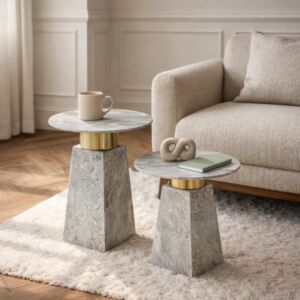 طقم طاولتين جانبية بروتو رخام طبيعي