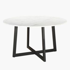 طاولة طعام مستديرة بسطح رخام ل 6 مقاعد من بلاك