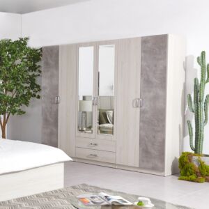 دولاب ملابس - 6 أبواب بمرآة من ألينا