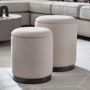 مقعد ومسند قدم قماش بمساحة تخزين من تريبيكا - طقم من قطعتين