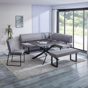 طقم طاولة سفرة ركنية 6 مقاعد مع مقعد بنش من كانوي