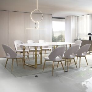 طقم سفرة 8 مقاعد بسطح من الحجر الملبد من بيرل