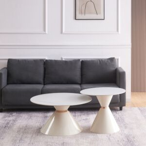 طقم طاولات قهوة من الحجر الملبد قطعتين من كيتال