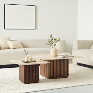 طقم طاولة قهوة مربعة فلوتد