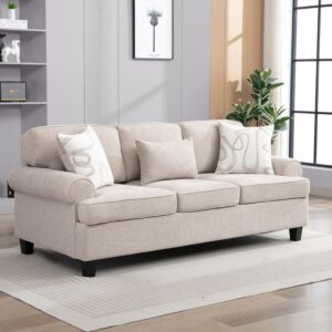 كنبة قماش 3 مقاعد مع 3 وسائد كامبريدج من مانهاتن