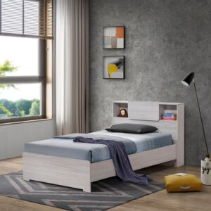 سرير توين ذكي مع لوح رأسي بمساحة تخزين من إلموود - 120x200 سم