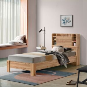 سرير فردي ذكي بلوح رأسي بمساحة تخزين من كارنيشن - 90x200 سم