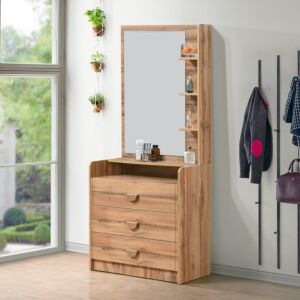 طاولة تزيين بـ 3 أدراج مع مرآة من كارنيشن