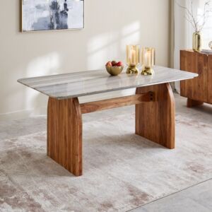 طاولة طعام لـ 6 مقاعد بسطح رخام من سيول