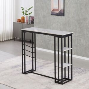 طاولة مرتفعة من الحجر الملبد بـ2 رف جانبي من دلمار