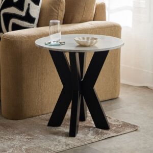 طاولة جانبية مستديرة بسطح رخام أصلي من بول