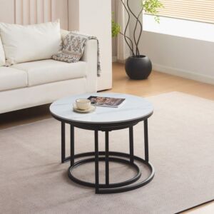 طقم طاولة قهوة مستديرة من الحجر الملبد قطعتين من نووك