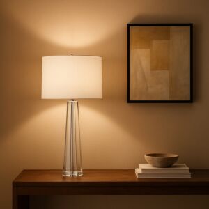 ابجورة طاولة سلندر كريستال - أبيض