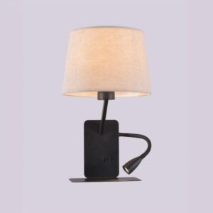 اضاءة جدارية فندقي دائري مع كشاف - أسود وبيج