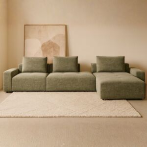 كنب زاوية ازاد - 3 قطع - اخضر