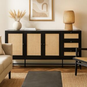 كونسول خشبي لوران إلان - 3 ابواب - اسود