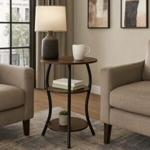 طاولة جانبية بارلا - 3 ادوار - بني غامق