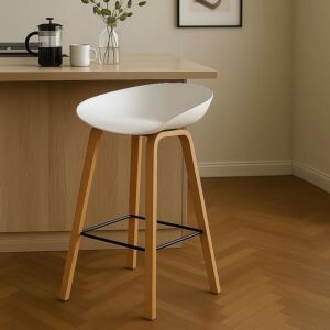 كرسي مرتفع موريتا - ابيض وبني خشبي