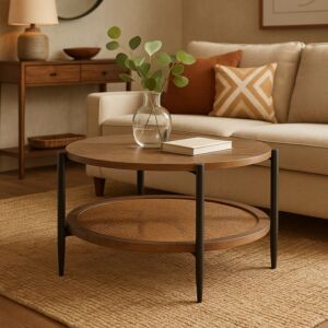 طاولة قهوة خشبية ياسو - بني واسود