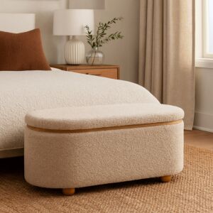 مقعد بنش بمساحة تخزين 109 سم بيرجو - بيج غامق وبني