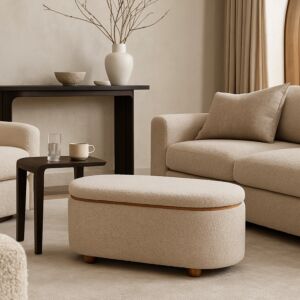 مقعد بنش بمساحة تخزين بيرجو - بيج غامق وبني