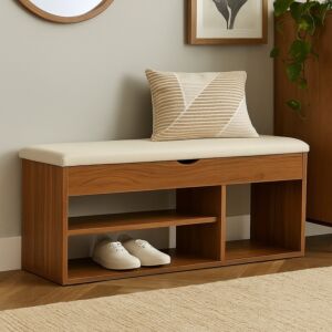 خزانة احذية مع مقعد سيجما - بني وبيج