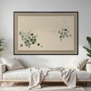 لوحة جدارية رسم يدوي بيرونا 180x100 سم - برواز اسود