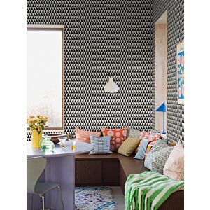 ورق جدران منقوش نمط هندسي - ابيض واسود