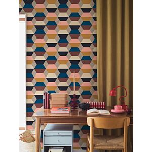 ورق جدران منقوش بتصاميم هندسية - متعدد الالوان