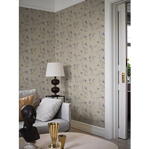 ورق جدران سويدش - بيج وبنفسجي