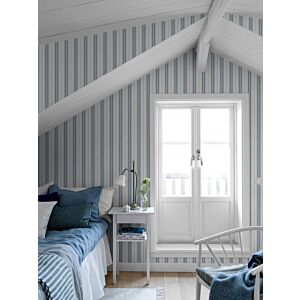 ورق جدران مارستراند مقلم - ازرق فاتح