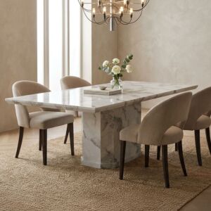 طاولة طعام لمار رخام طبيعي - 8 اشخاص - متعدد الالوان