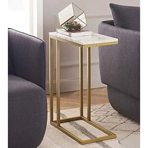 طاولة خدمة هاكان - ابيض وذهبي