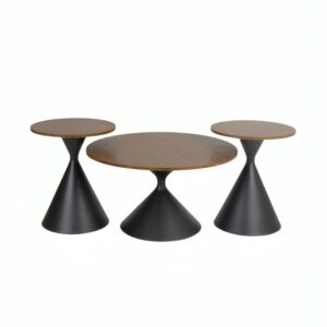 طقم طاولة قهوة 3 قطع شانزي - بني غامق واسود