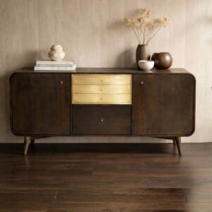 طاولة بوفيه خشب طبيعي رافا - بابين - بني غامق