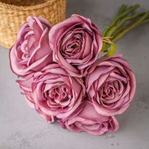 باقة ورد صناعي بلوريت - موف واخضر - 12 قطعة