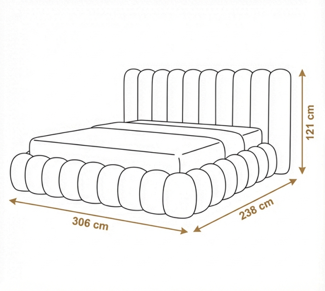 سرير كينغ بيفرلي 180x200 سم - برتقالي